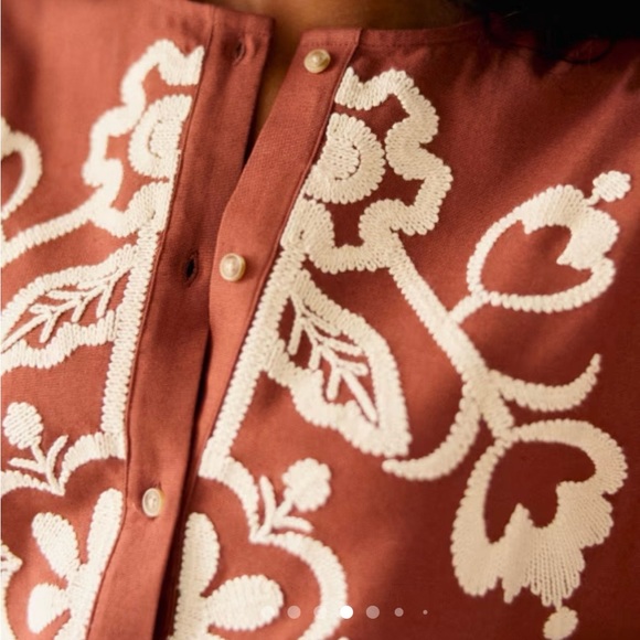 Elegant Rust Floral Blouse - Picture 3 of 10